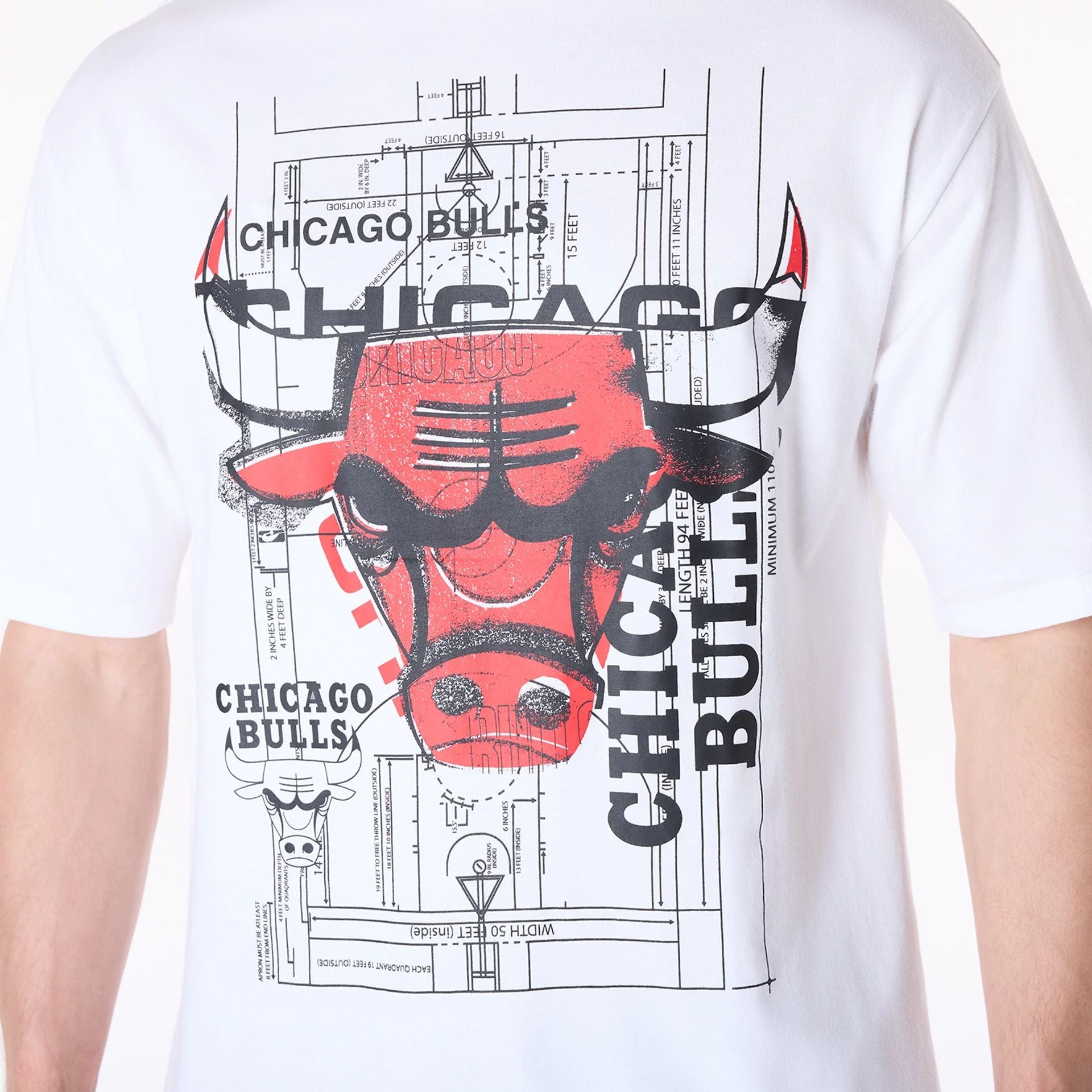 The Male model is wearing Chicago Bulls NBA Graphic White T-Shirt 6