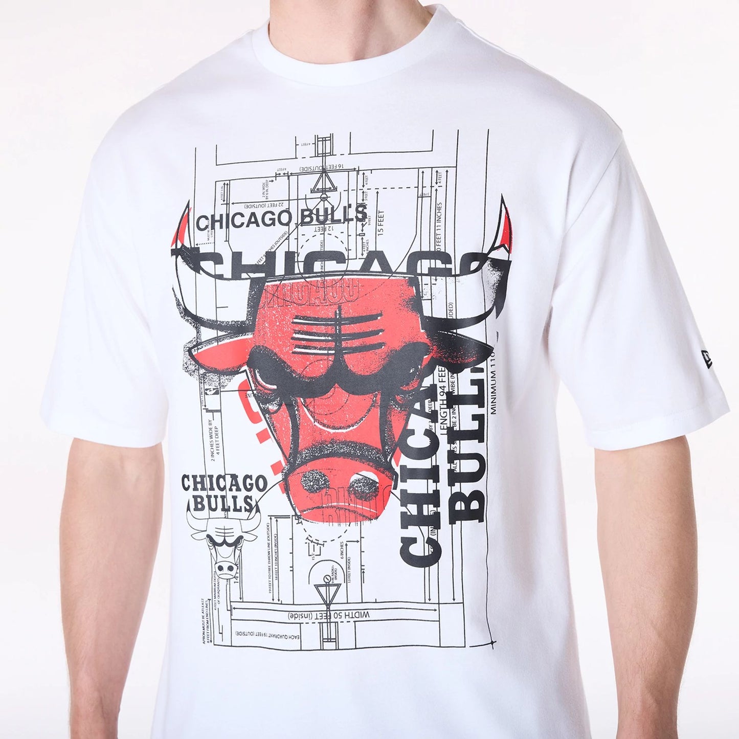 The Male model is wearing Chicago Bulls NBA Graphic White T-Shirt 7