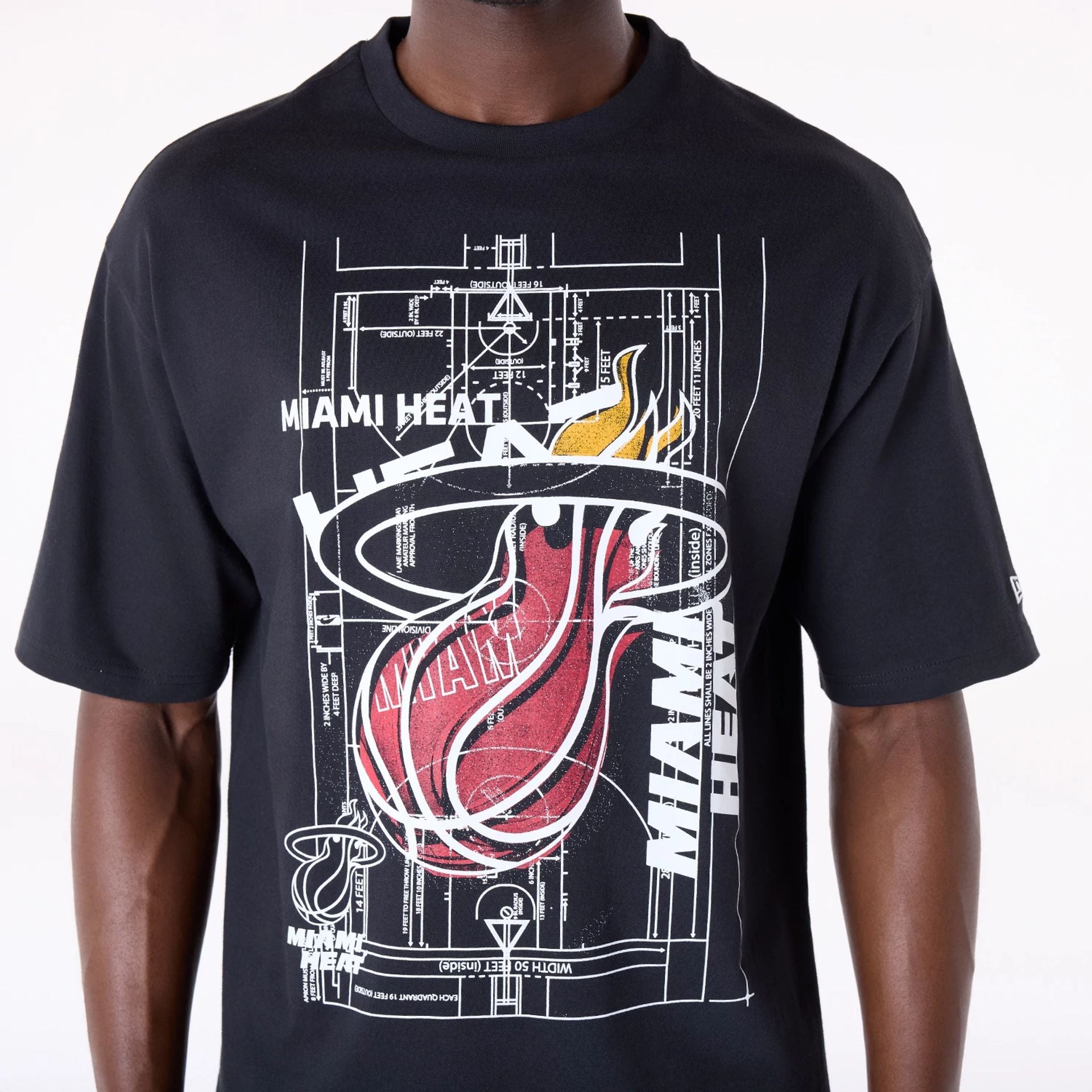 The Male model is wearing Miami Heat NBA Graphic Black T-Shirt 6