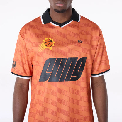 The Male model is wearing Phoenix Suns NBA Soccer Med Orange Oversized T-Shirt 3