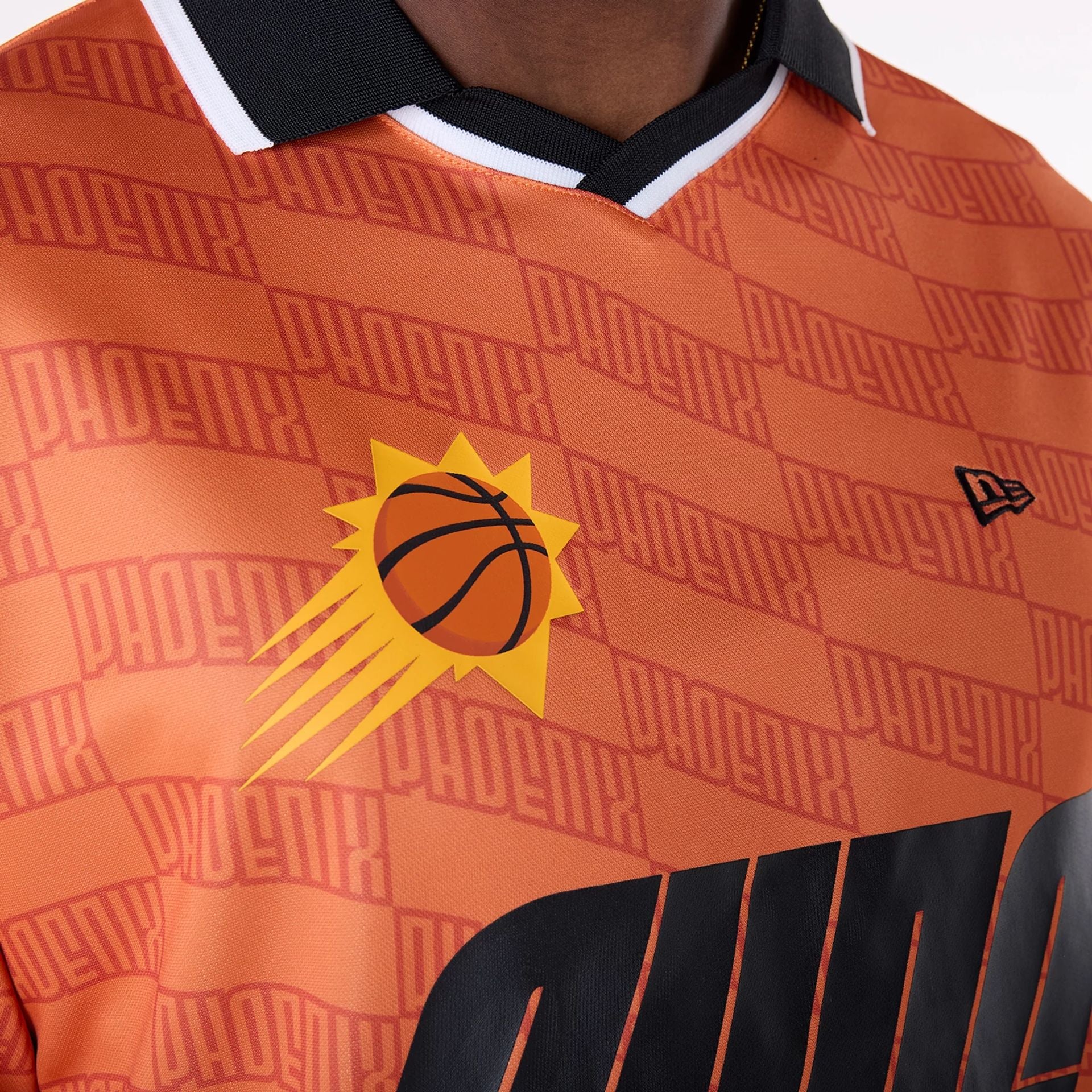 The Male model is wearing Phoenix Suns NBA Soccer Med Orange Oversized T-Shirt 8