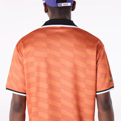 The Male model is wearing Phoenix Suns NBA Soccer Med Orange Oversized T-Shirt 7