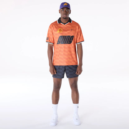 The Male model is wearing Phoenix Suns NBA Soccer Med Orange Oversized T-Shirt 4