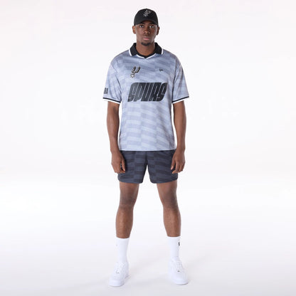 The Male model is wearing San Antonio Spurs NBA Soccer Silver Oversized T-Shirt 3