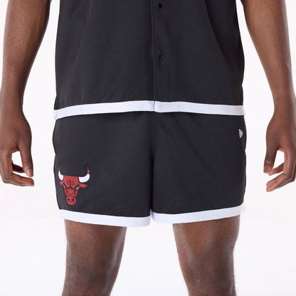 The Male model is wearing Chicago Bulls NBA Team Logo Black Shorts 8