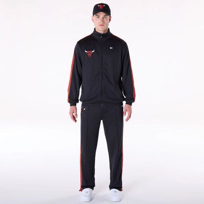 The Male model is wearing Chicago Bulls NBA Straight Black Joggers 3