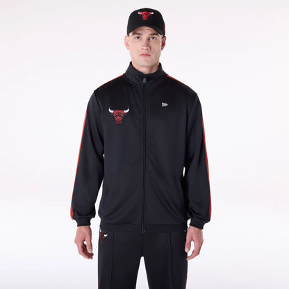 The Male model is wearing Chicago Bulls NBA Black Track Jacket 1