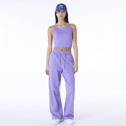 The Female model is wearing New York Yankees Womens MLB League Essential Purple Fleece Joggers 8