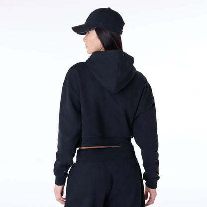 The Female model is wearing New York Yankees Womens MLB Graphic Black Pullover Hoodie 7