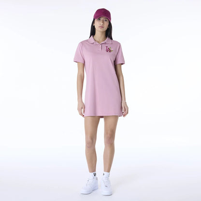 The Female model is wearing LA Dodgers Womens MLB Dark Pink Tennis Dress 3