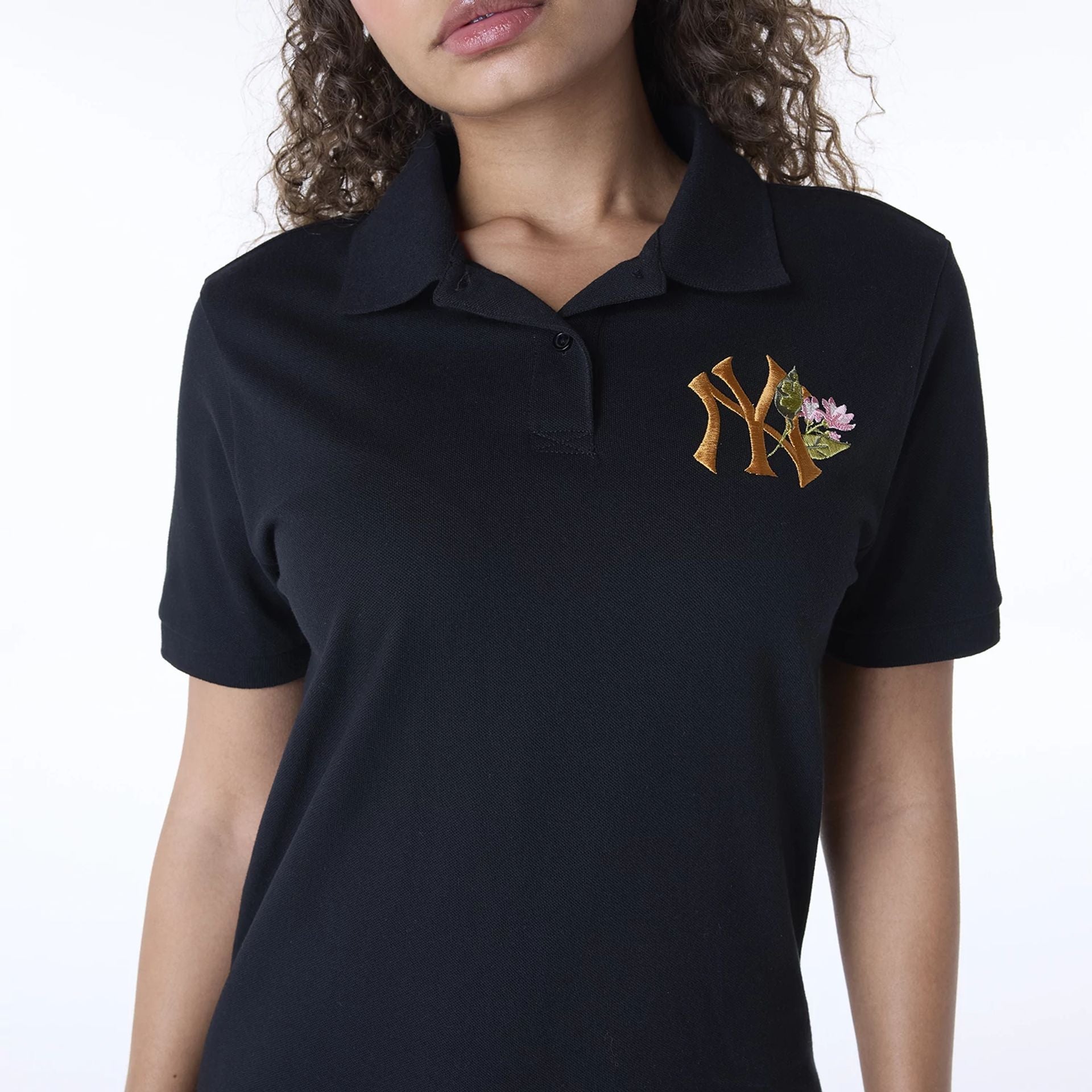 The Female model is wearing New York Yankees Womens MLB Black Tennis Dress 7