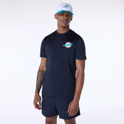 The Male model is wearing Miami Dolphins NFL Essentials Navy T-Shirt 1