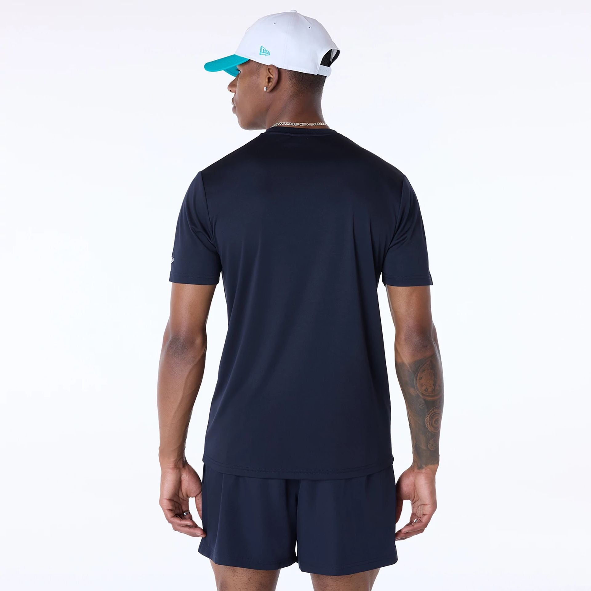 The Male model is wearing Miami Dolphins NFL Essentials Navy T-Shirt 2