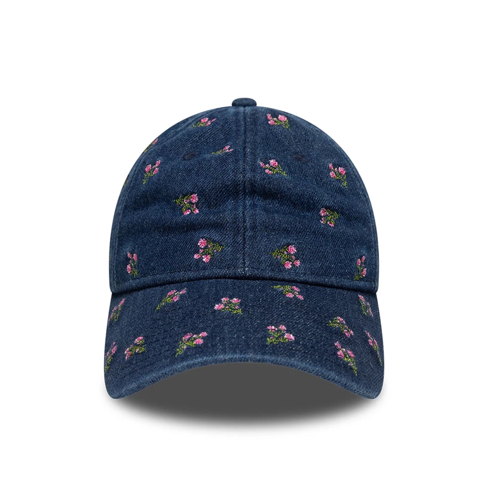 This is a Womens New Era Floral Denim Navy 9TWENTY Adjustable Cap 2