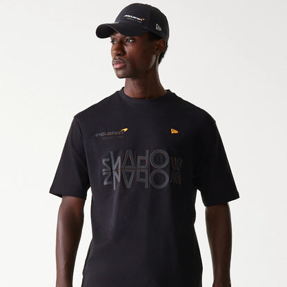 The Male model is wearing McLaren Racing Shadow Black Oversized T-Shirt 3