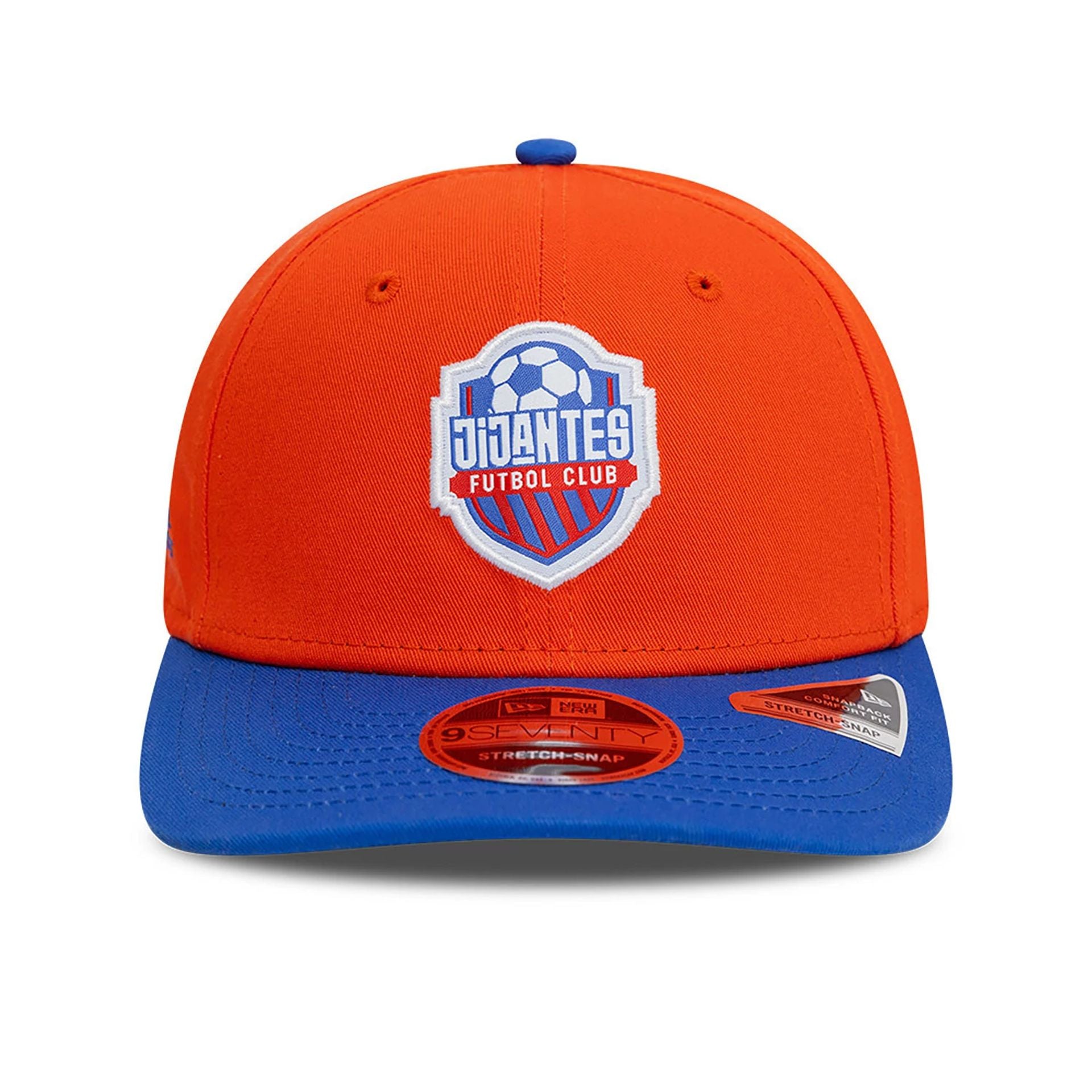 This is a Jijantes FC Kings League Draft Orange 9SEVENTY Stretch Snap Adjustable Cap 2