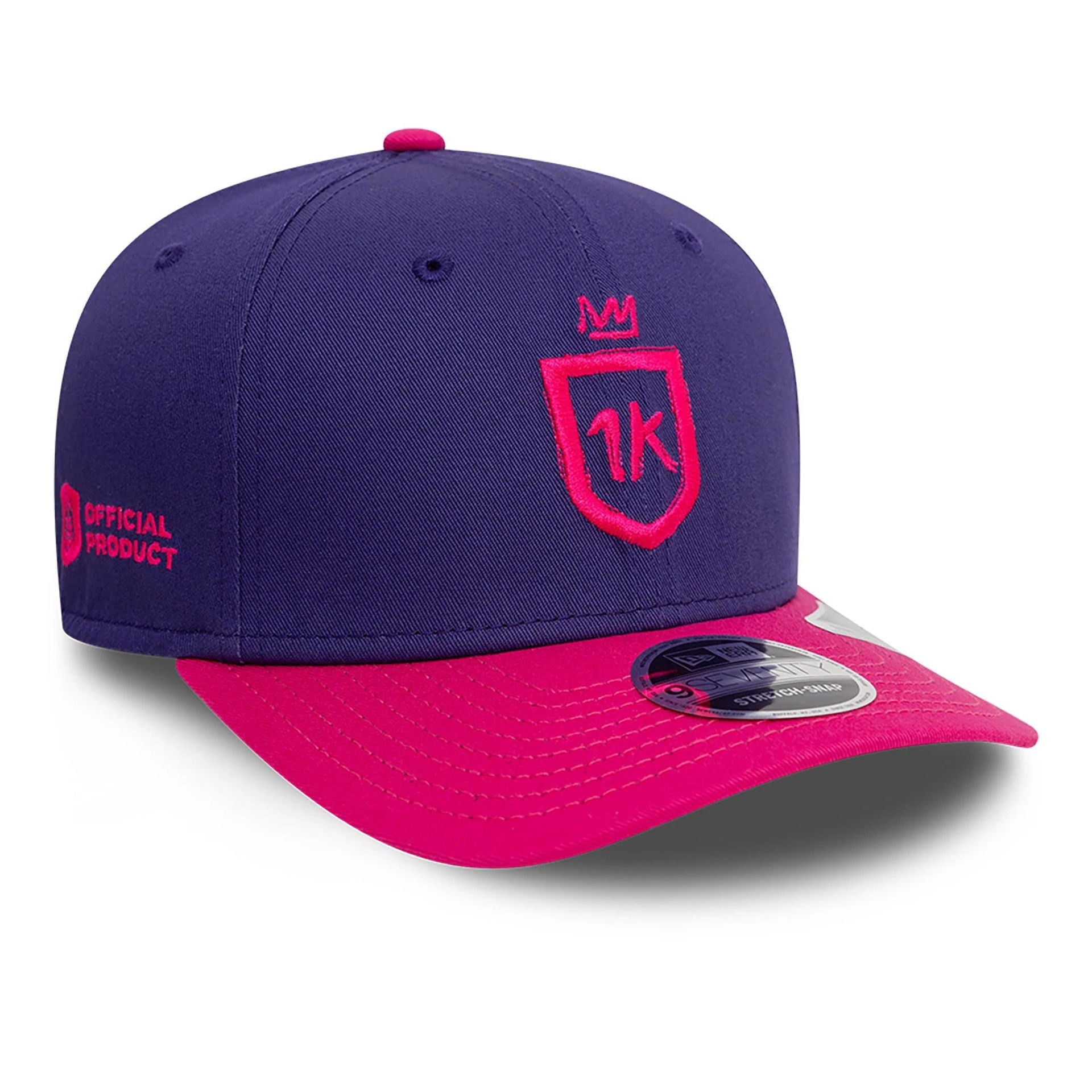 This is a 1K FC Kings League Draft Dark Purple 9SEVENTY Stretch Snap Adjustable Cap 1