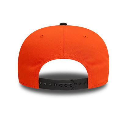 This is a Anquiladores FC Kings League Draft Orange 9SEVENTY Stretch Snap Adjustable Cap 5