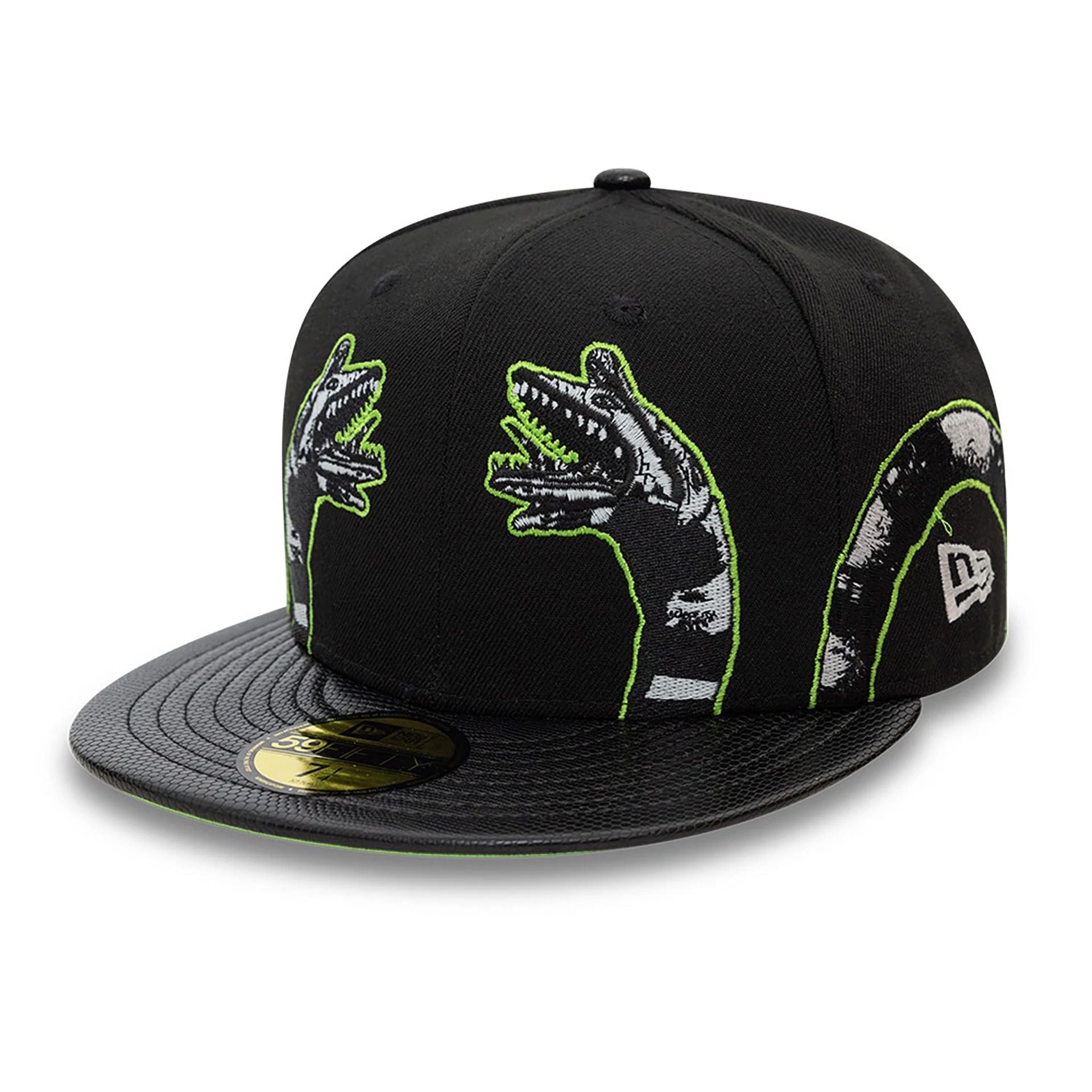 This is a Beetlejuice Worm Black 59FIFTY Fitted Cap 1