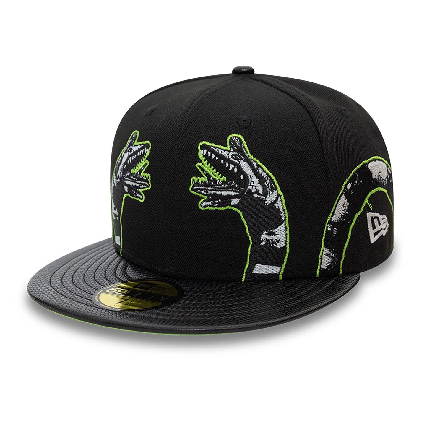 This is a Beetlejuice Worm Black 59FIFTY Fitted Cap 1