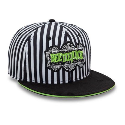 This is a Beetlejuice Stripes Black And White 9FIFTY Snapback Adjustable Cap 4