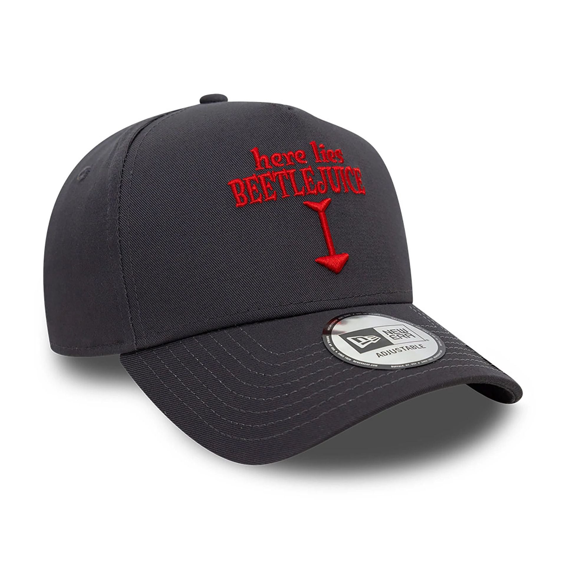 This is a Beetlejuice Here Lies Dark Grey 9FORTY E-Frame Adjustable Cap 3