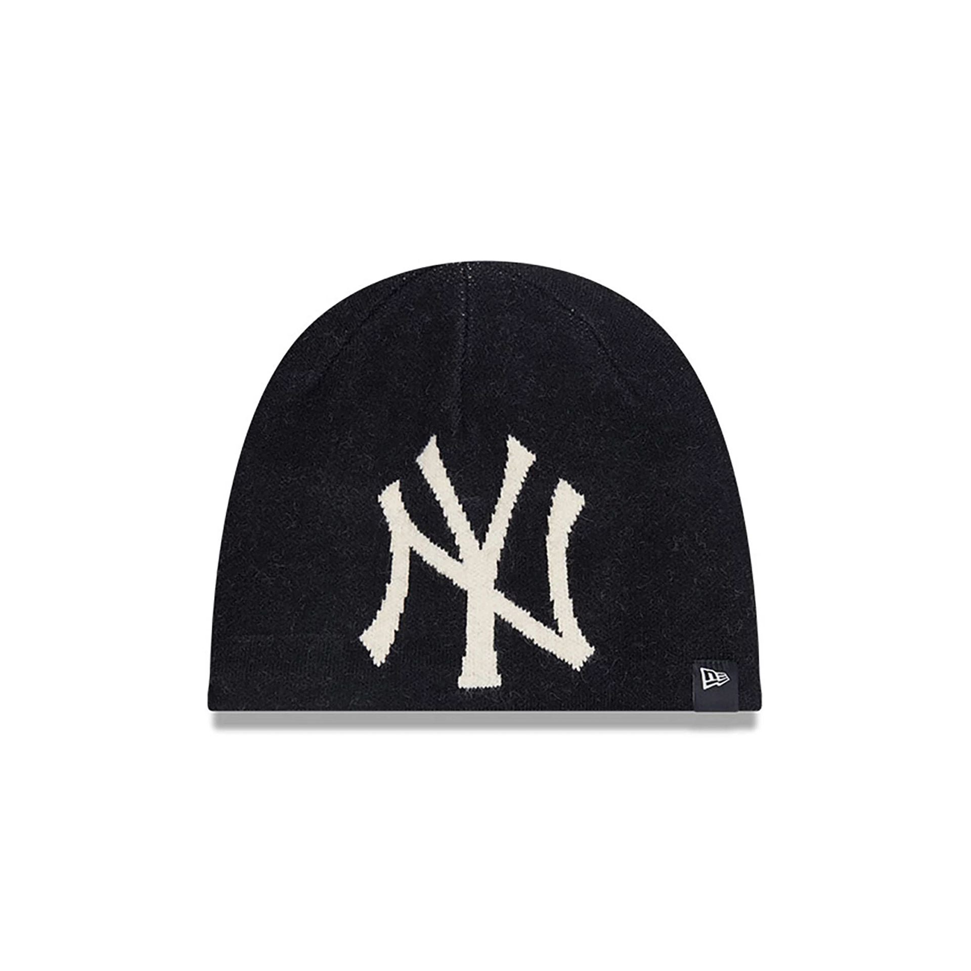 This is a New York Yankees Team Mega Logo Black Beanie Hat 1