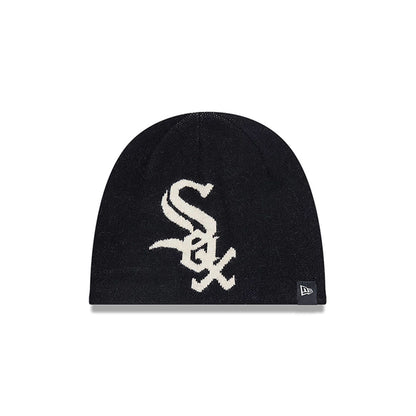 This is a Chicago White Sox Team Mega Logo Black Beanie Hat 1