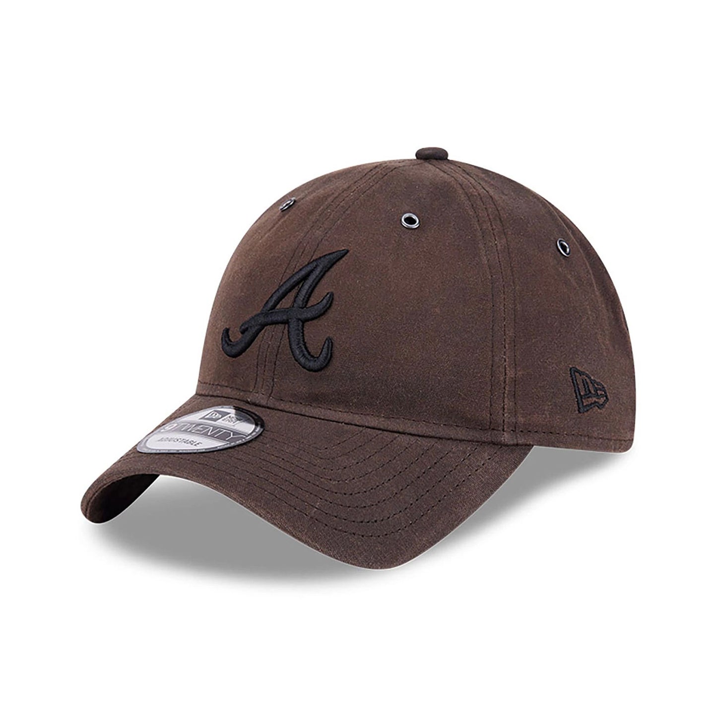 This is a Atlanta Braves Waxed Canvas Dark Brown 9TWENTY Adjustable Cap 1