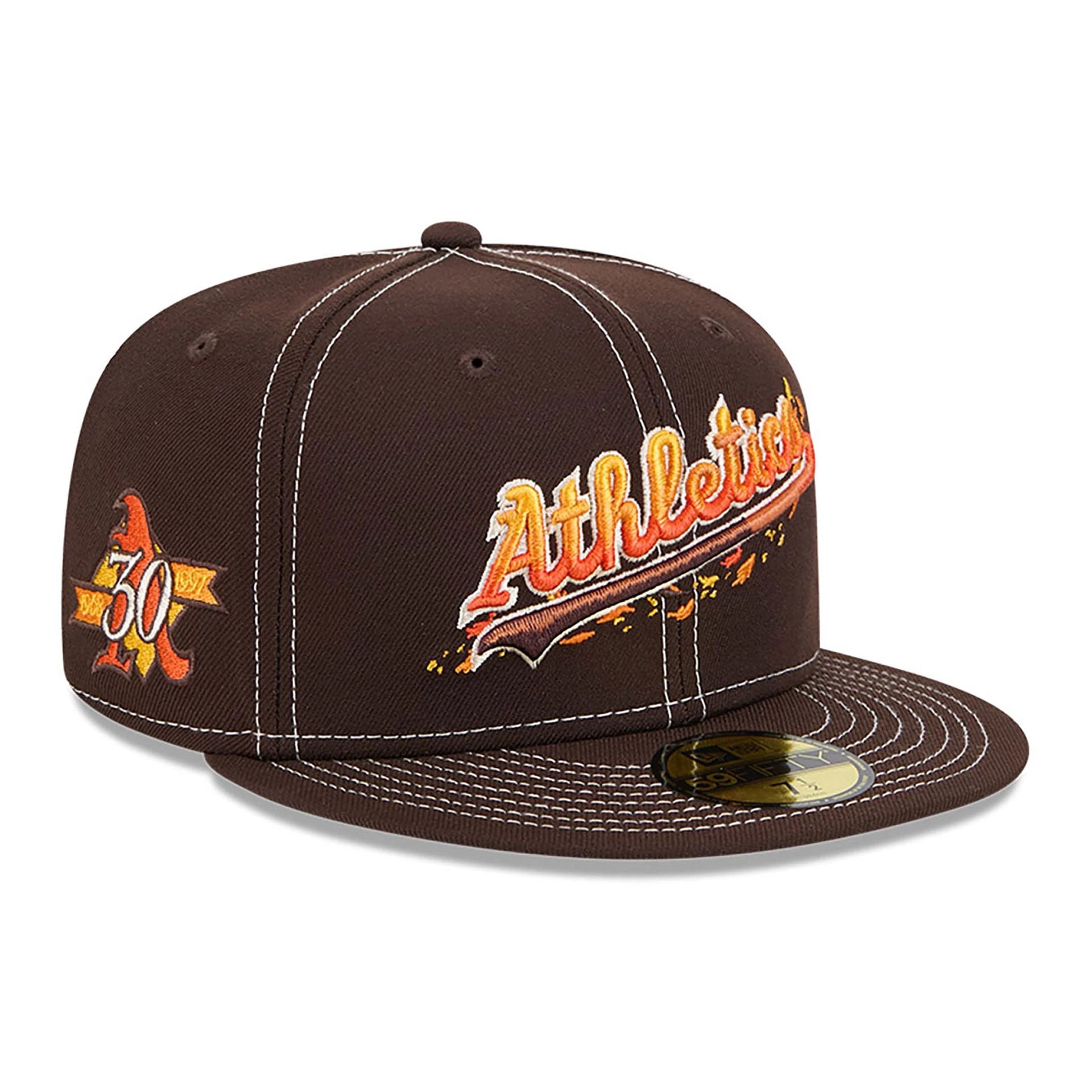 This is a Oakland Athletics Fall Foliage Dark Brown 59FIFTY Fitted Cap 1