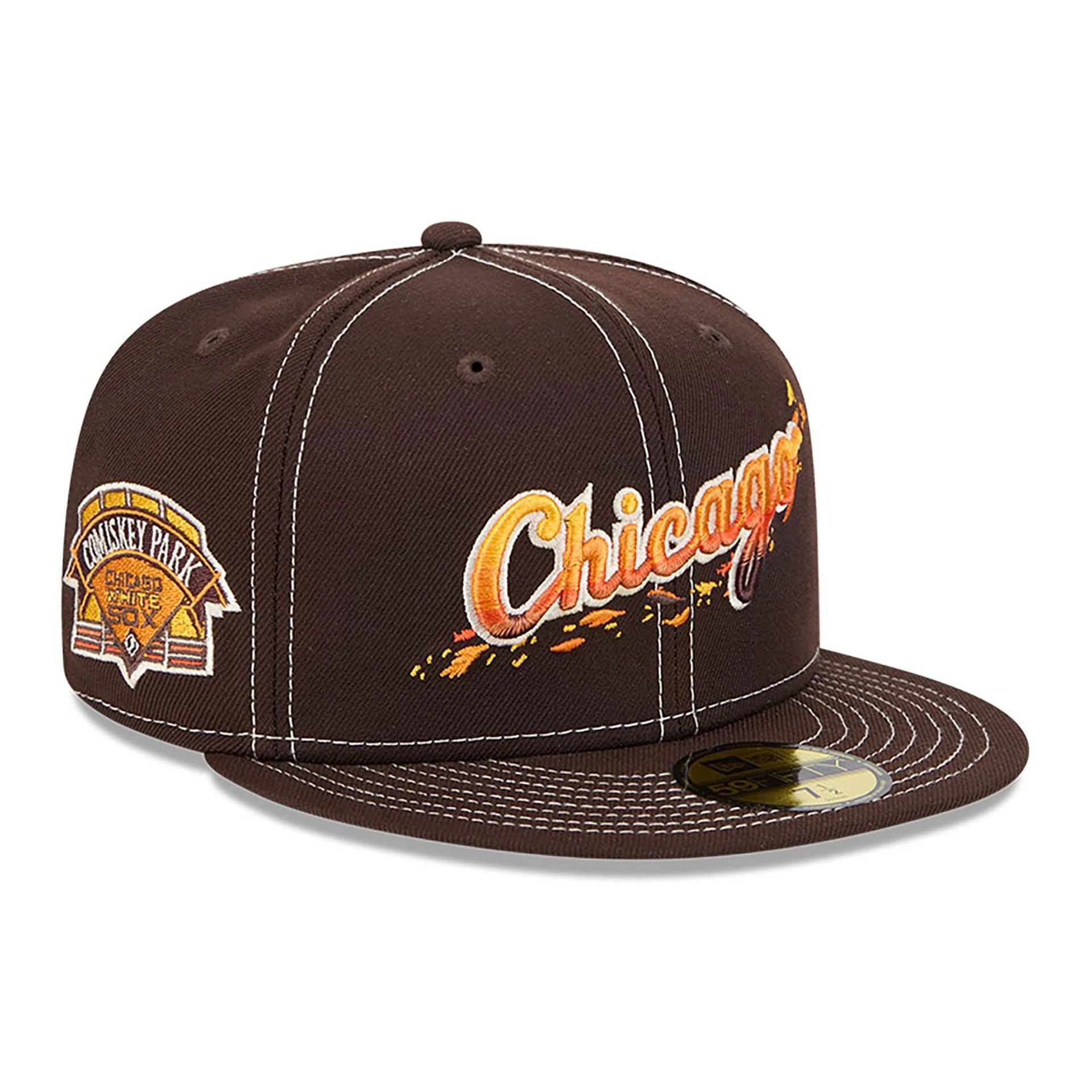 This is a Chicago White Sox Fall Foliage Dark Brown 59FIFTY Fitted Cap 1