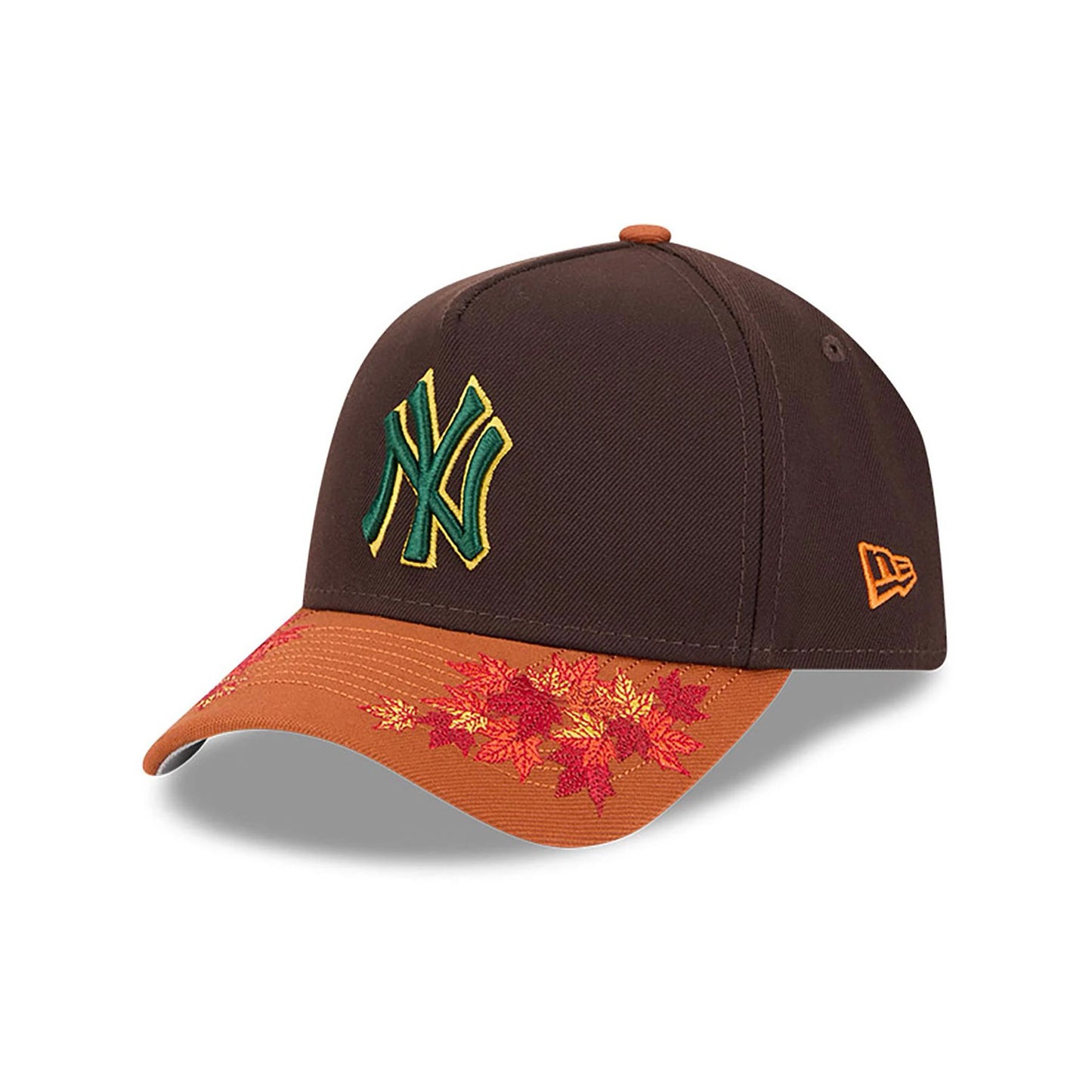 This is a New York Yankees Fall Foliage Dark Brown 9FORTY A-Frame Adjustable Cap 1