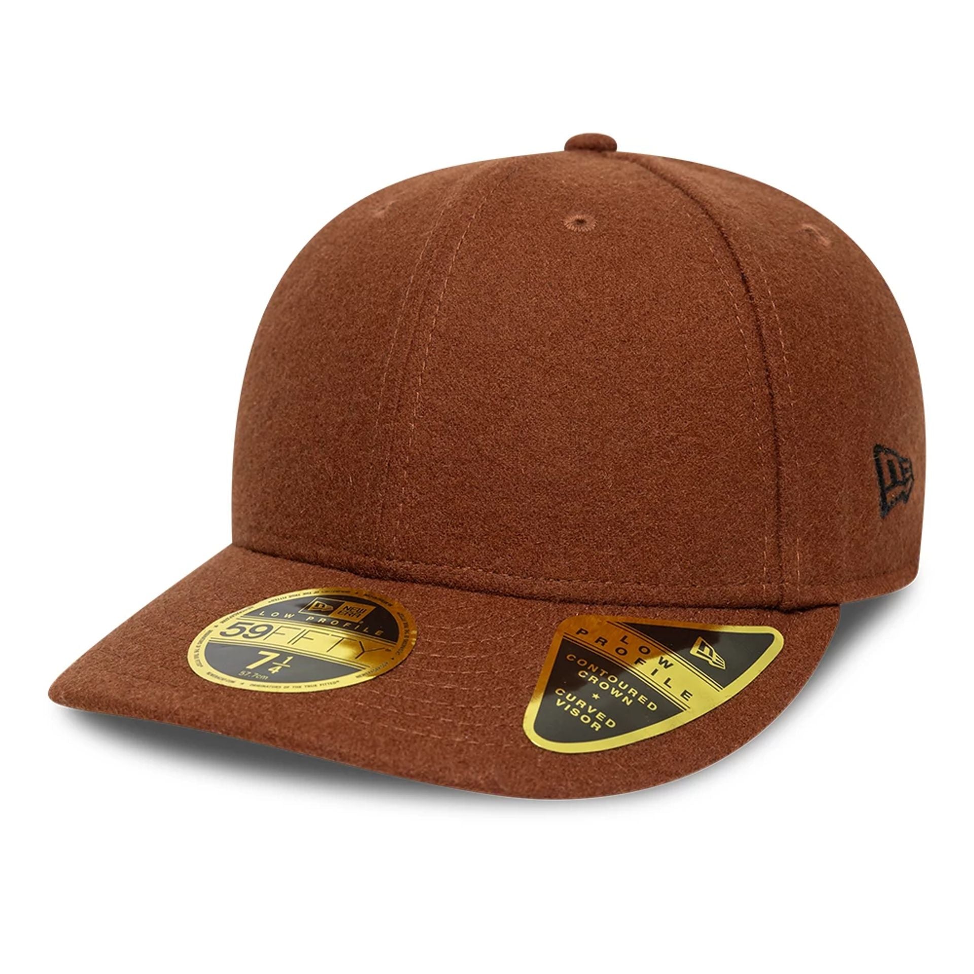 This is a New Era Melton Wool Brown Low Profile 59FIFTY Fitted Cap 1