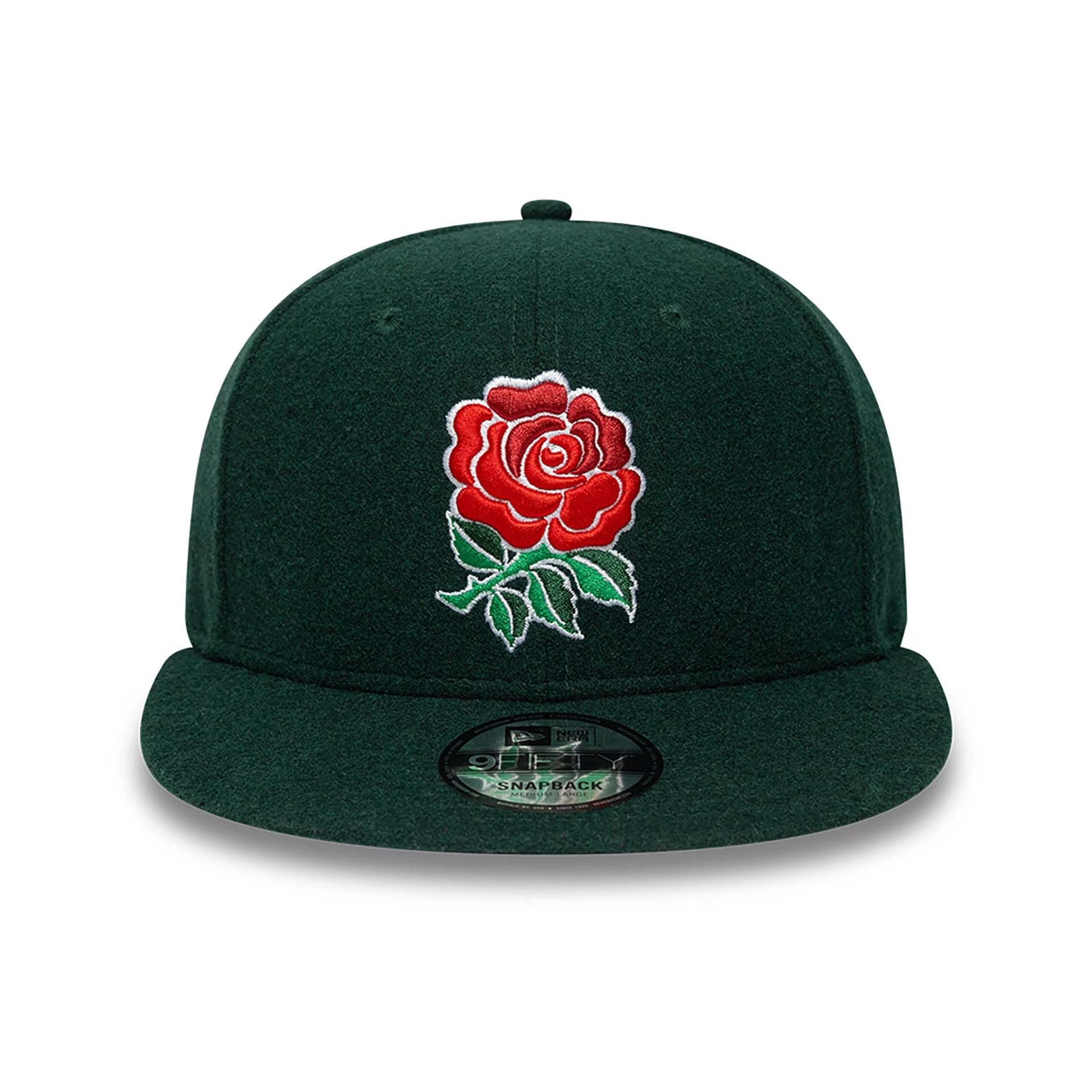 This is a Rugby Football Union Melton Wool Dark Green 9FIFTY Snapback Adjustable Cap 2