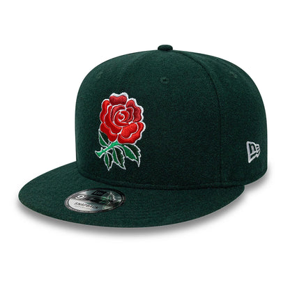 This is a Rugby Football Union Melton Wool Dark Green 9FIFTY Snapback Adjustable Cap 1