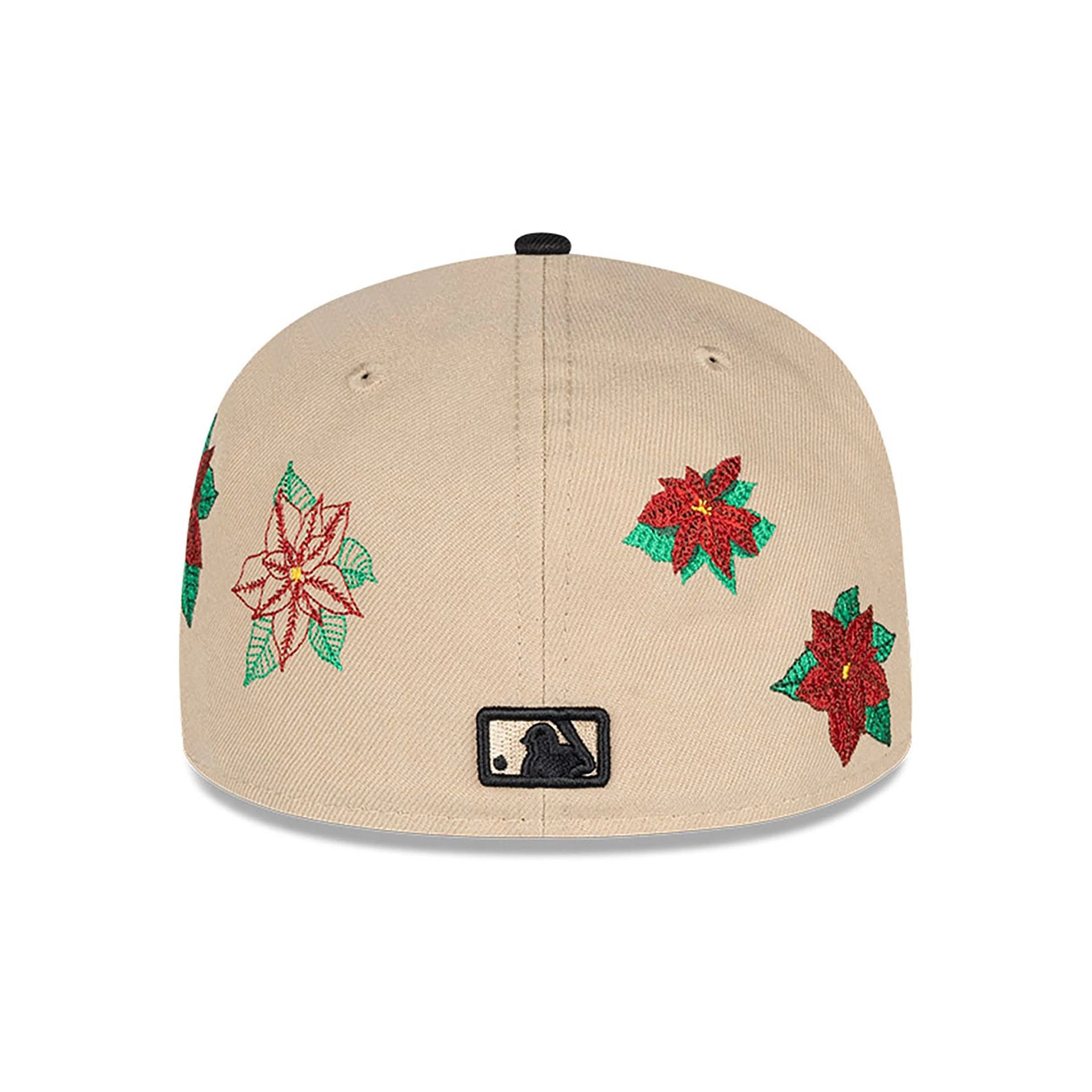 This is a Chicago White Sox Christmas Poinsettia Light Beige 59FIFTY Fitted Cap 6