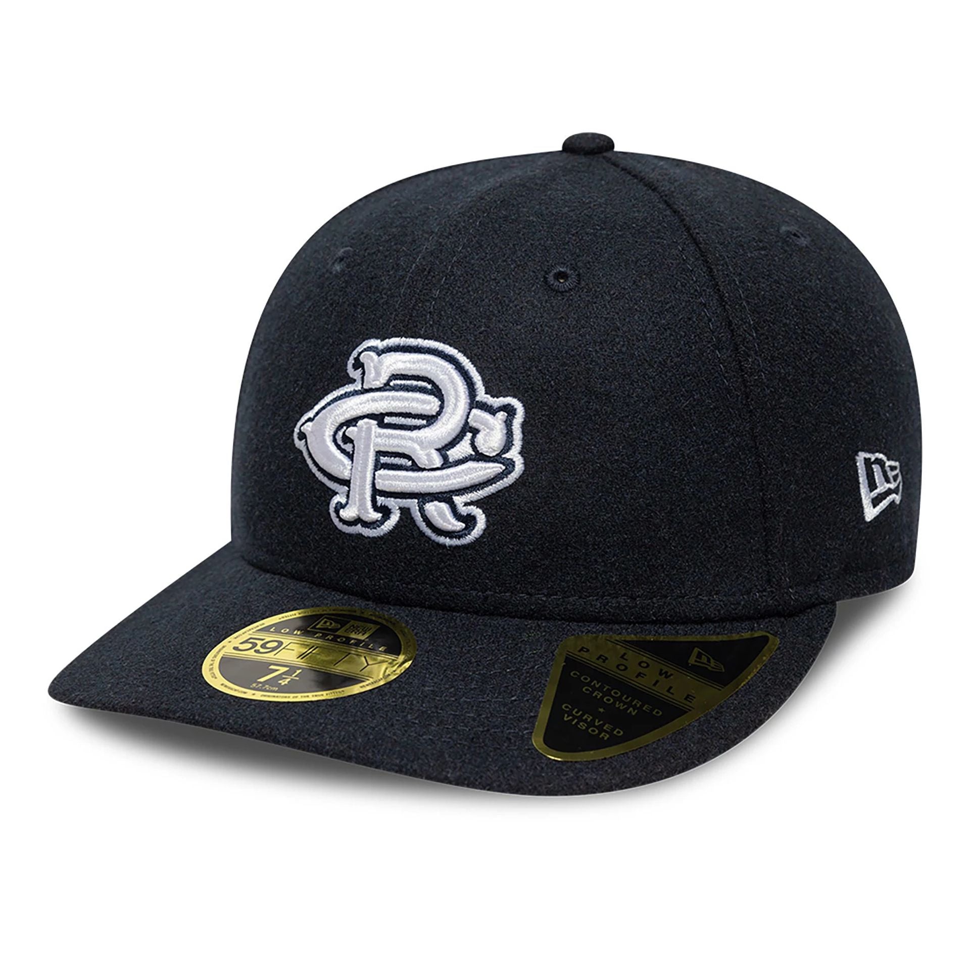 This is a Cedar Rapids Kernels MiLB Block Letter Navy Low Profile 59FIFTY Fitted Cap 1