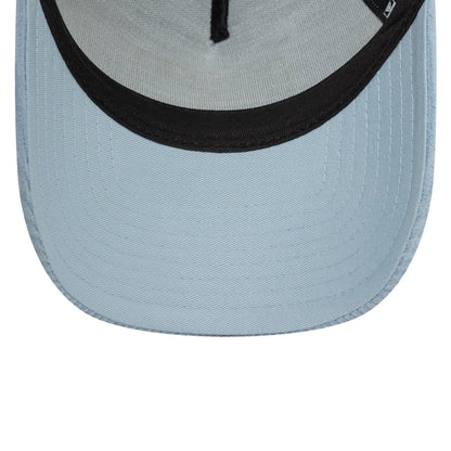 This is a New Era Patch Cord Pastel Blue 9FORTY A-Frame Trucker Adjustable Cap 5