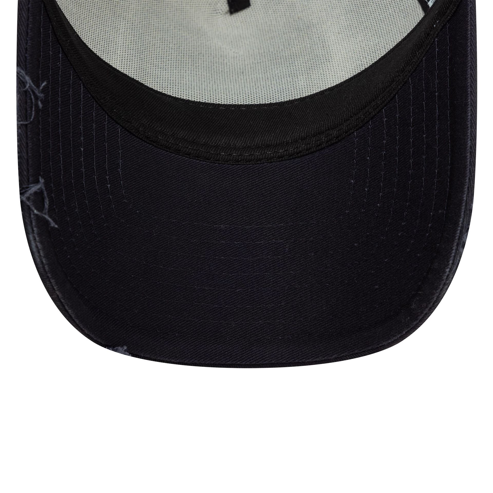 This is a New Era Patch Distressed Black 9FORTY A-Frame Trucker Adjustable Cap 5