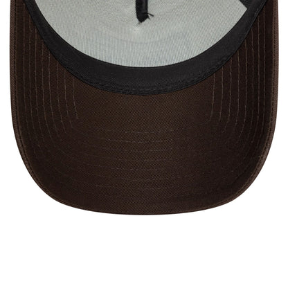 This is a New Era Patch Cotton Canvas Cream 9FORTY A-Frame Trucker Adjustable Cap 5