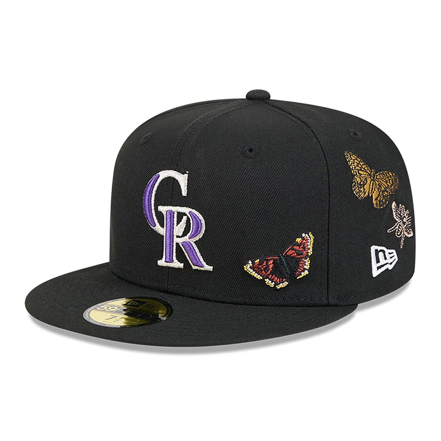 This is a Colorado Rockies FELT x MLB Black 59FIFTY Fitted Cap 1