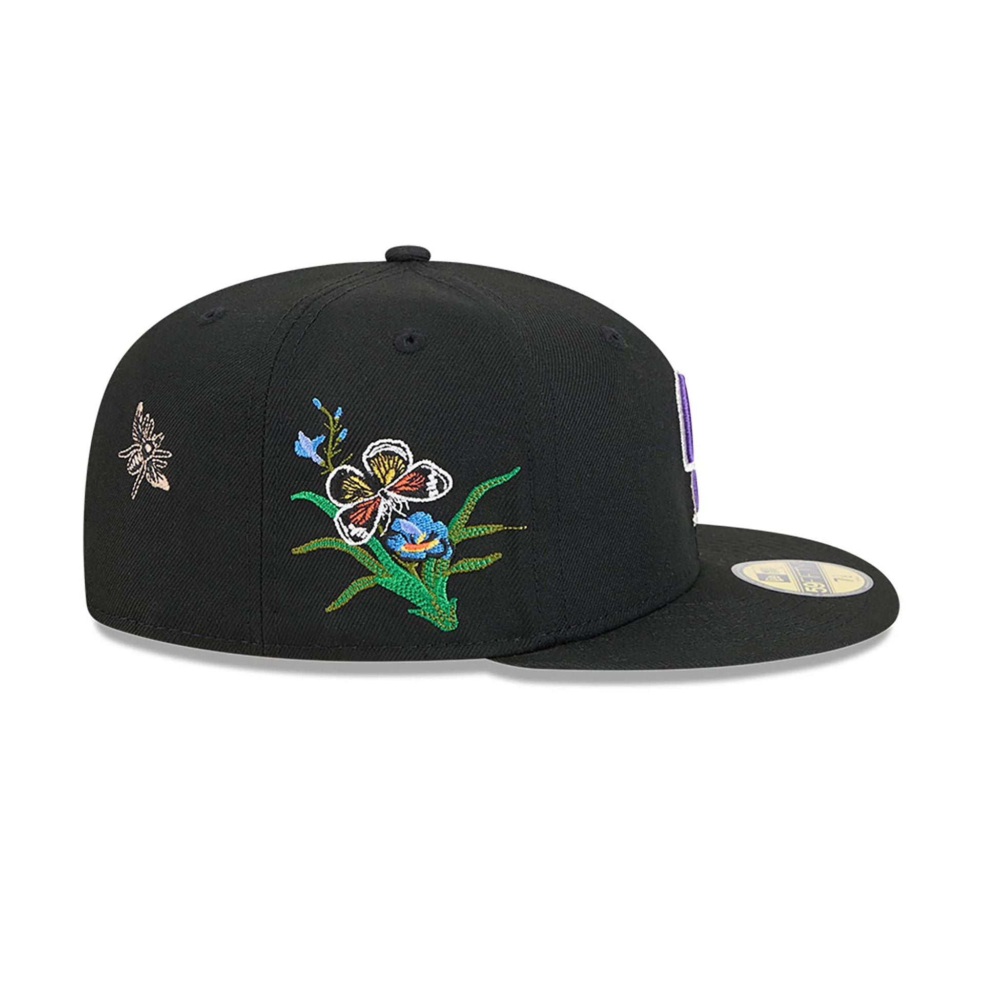 This is a Colorado Rockies FELT x MLB Black 59FIFTY Fitted Cap 6