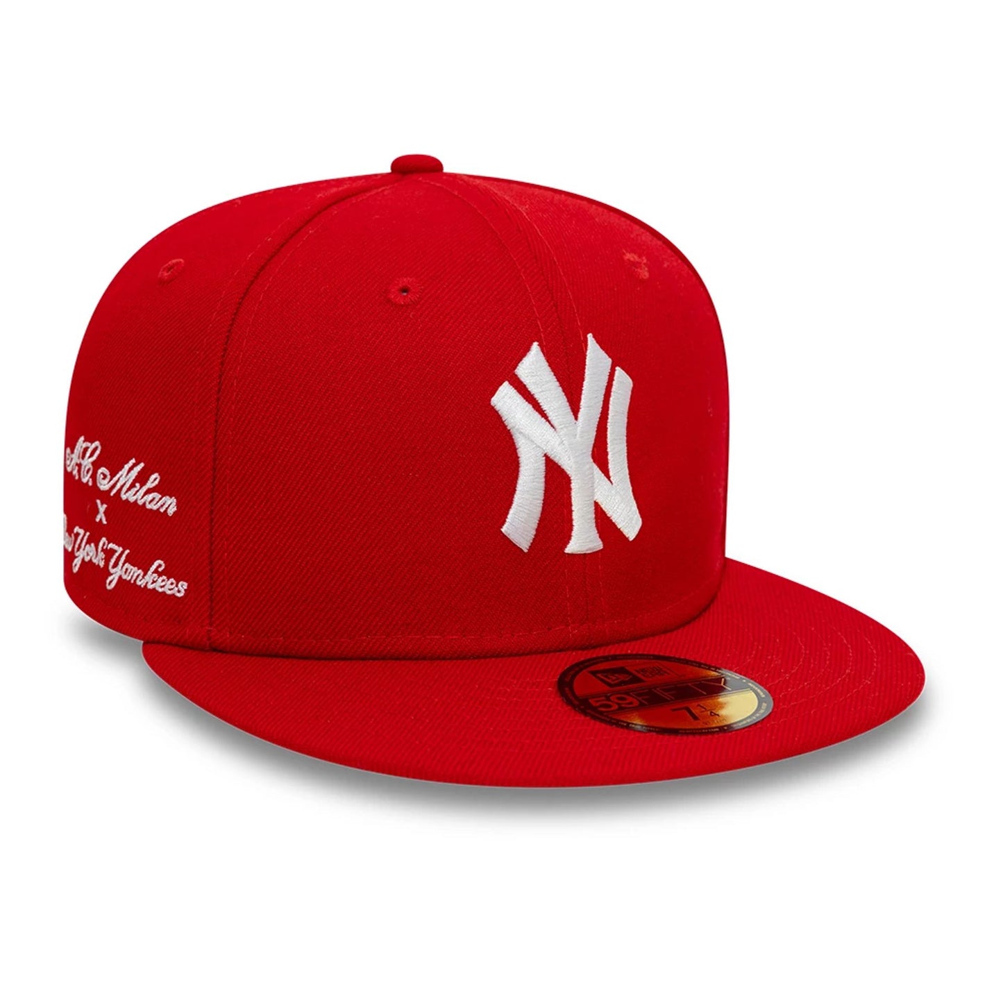 This is a AC Milan x New York Yankees Red 59FIFTY Fitted Cap 1