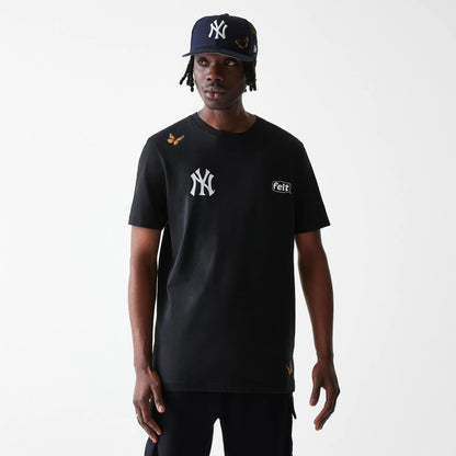 This is a New York Yankees FELT x MLB Black T-Shirt  1