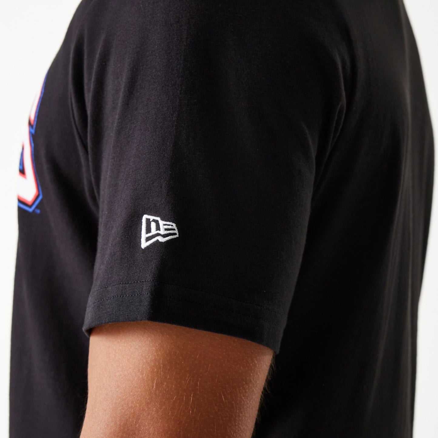 The Male model is wearing New York Yankees MLB Tricolour Logo Black T-Shirt 5