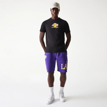 The Male model is wearing LA Lakers NBA Black T-Shirt 7