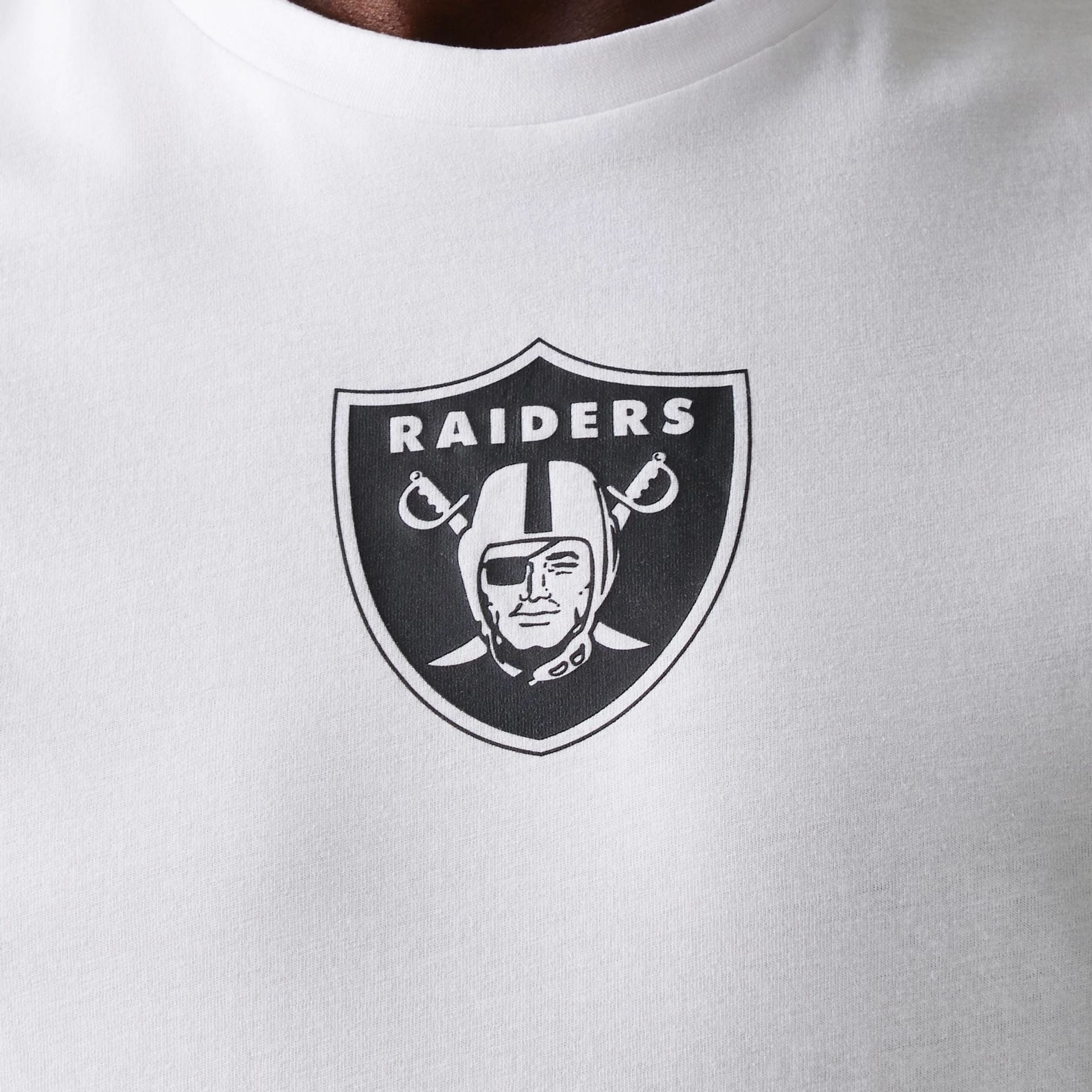 The Male model is wearing Las Vegas Raiders NFL White T-Shirt 4