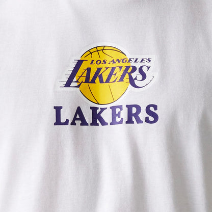 The Male model is wearing LA Lakers NBA White T-Shirt 6