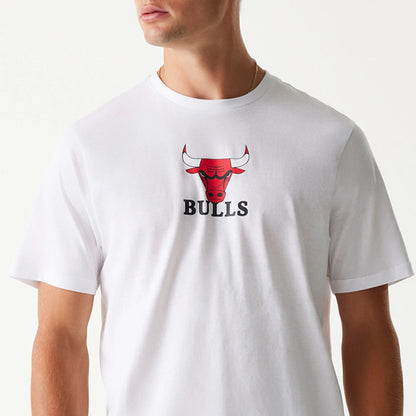 The Male model is wearing Chicago Bulls NBA White T-Shirt 3