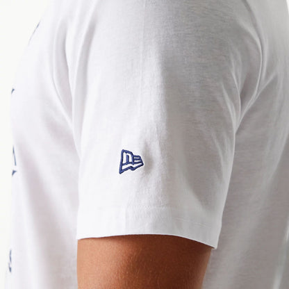 The Male model is wearing New York Yankees MLB Slanted Logo White T-Shirt 5